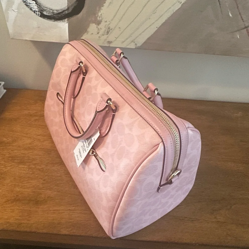 Coach Light Pink Signature Satchel - Picture 2 of 12